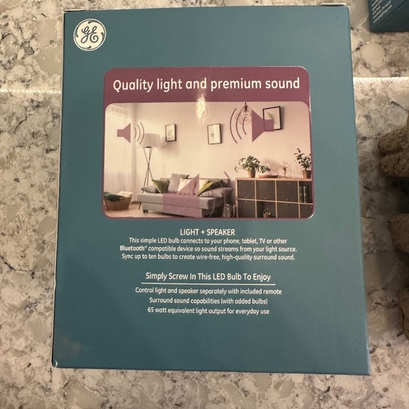 New Set of 2 GE Speaker Bluetooth Light Bulbs 65 watt soft white - Picture 5 of 8